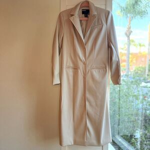 Bailey 44 Long Vegan Faux Leather Trench Coat Jacket in Beige Cream size Small